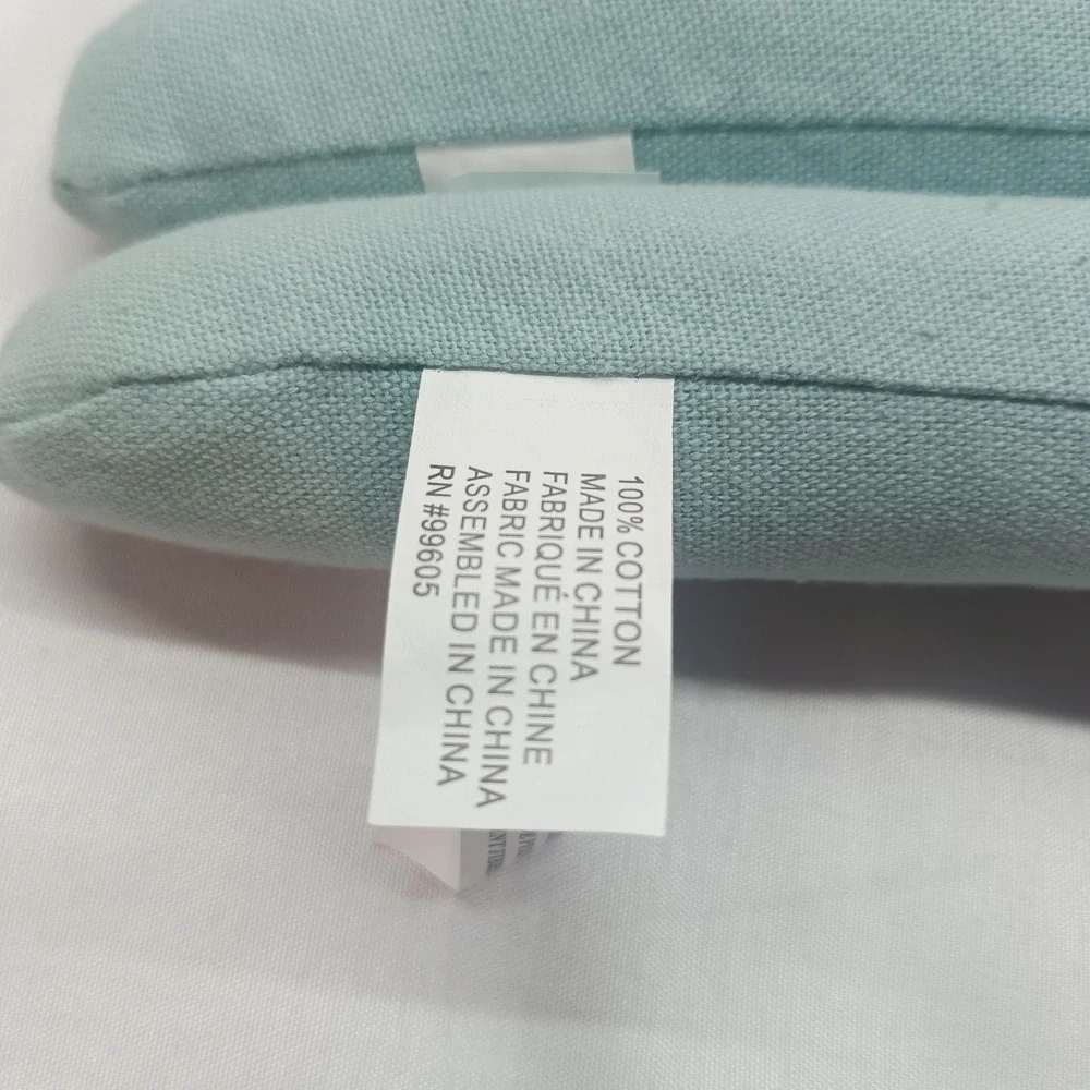 Set of 7 Light Blue Padded Hangers Cotton Striped and Solid Ribbon Bows RN99605